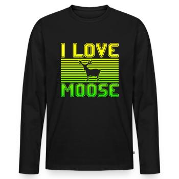 I love moose - Männer Premium Bio Langarmshirt - Schwarz - Vorne - Nico (187cm)