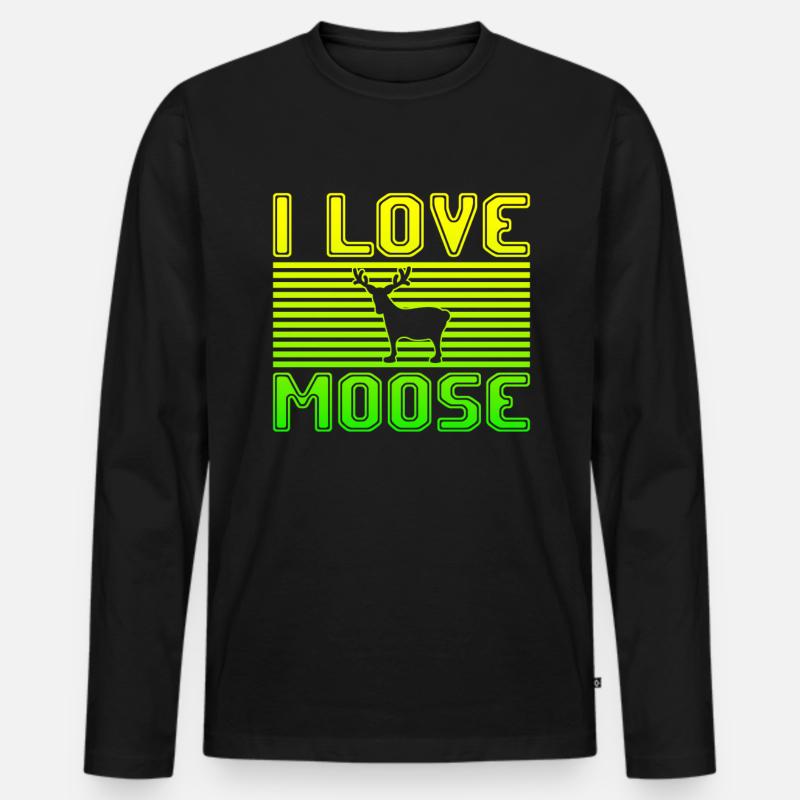 I love moose - Männer Premium Bio Langarmshirt - Schwarz