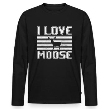 I love moose - Männer Premium Bio Langarmshirt - Schwarz - Vorne - Nico (187cm)