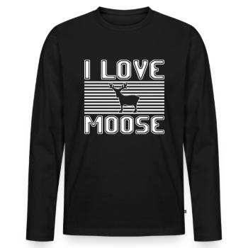 I love moose - Männer Premium Bio Langarmshirt - Schwarz - Vorne - Nico (187cm)