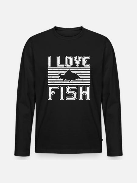 J’adore le poisson - T-shirt manches longues Premium bio Homme - noir