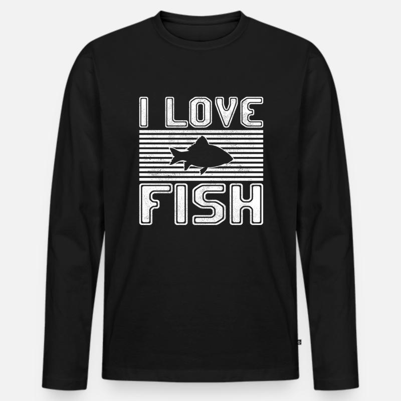 I love fish - Männer Premium Bio Langarmshirt - Schwarz
