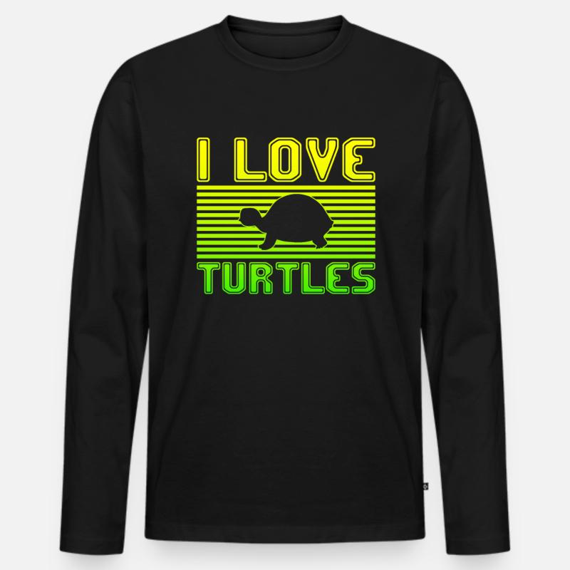 I love turtles - Männer Premium Bio Langarmshirt - Schwarz