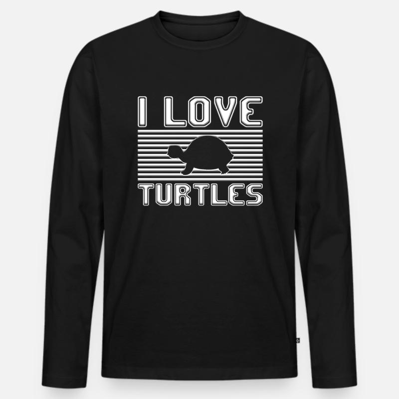 I love turtles - Männer Premium Bio Langarmshirt - Schwarz