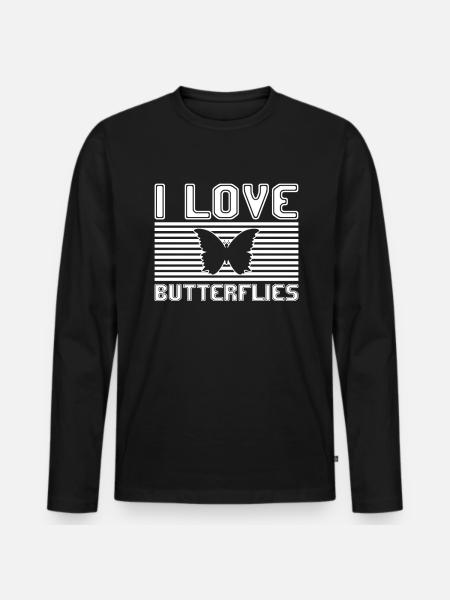 I love butterflies - Men's Premium Organic Long Sleeve Shirt - black