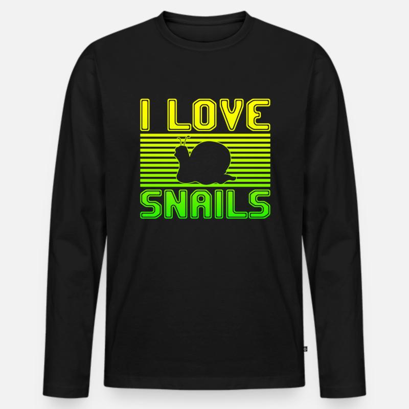 I love snails - Männer Premium Bio Langarmshirt - Schwarz