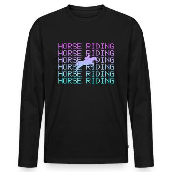 Horse riding - Men's Premium Organic Long Sleeve Shirt - black - Front - Nico (187cm)