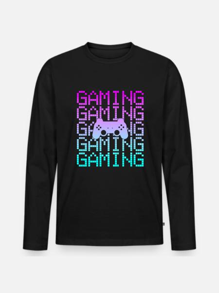 gaming gamer - Männer Premium Bio Langarmshirt - Schwarz