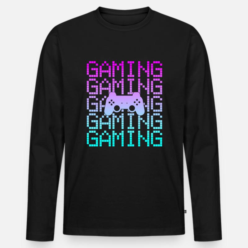 gaming gamer - Männer Premium Bio Langarmshirt - Schwarz
