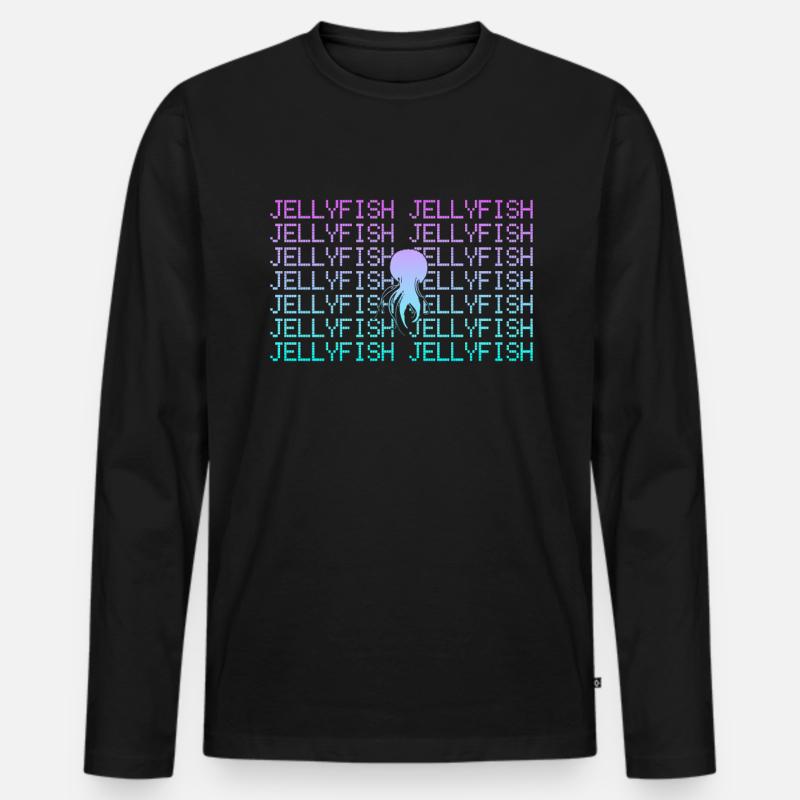 Qualle - Männer Premium Bio Langarmshirt - Schwarz