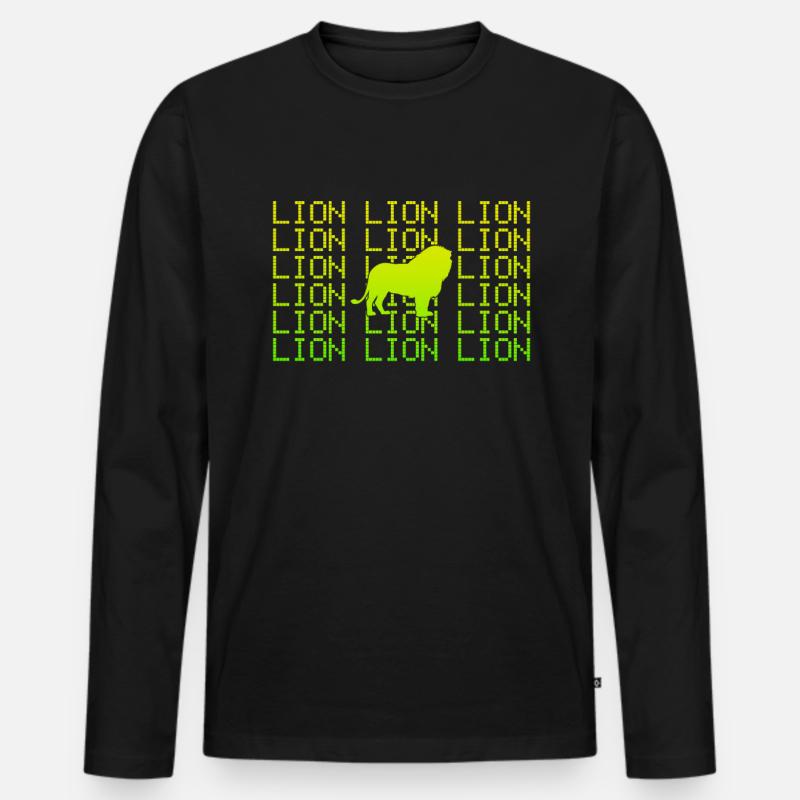 Löwe - Männer Premium Bio Langarmshirt - Schwarz