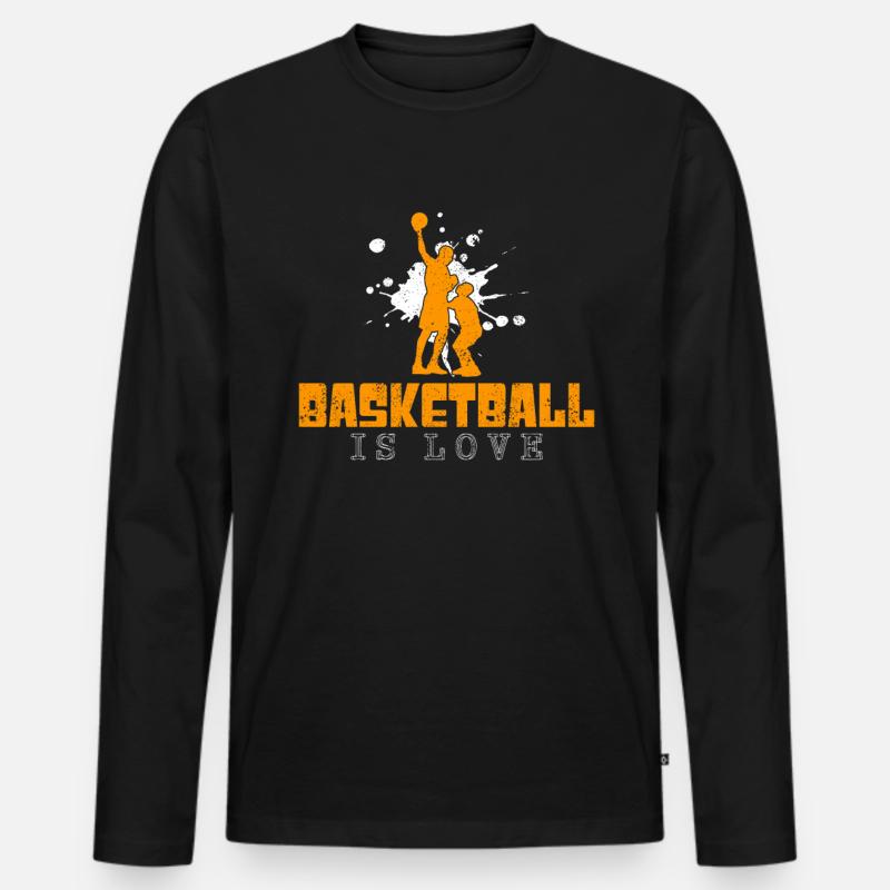 Basketball Spruch - Männer Premium Bio Langarmshirt - Schwarz
