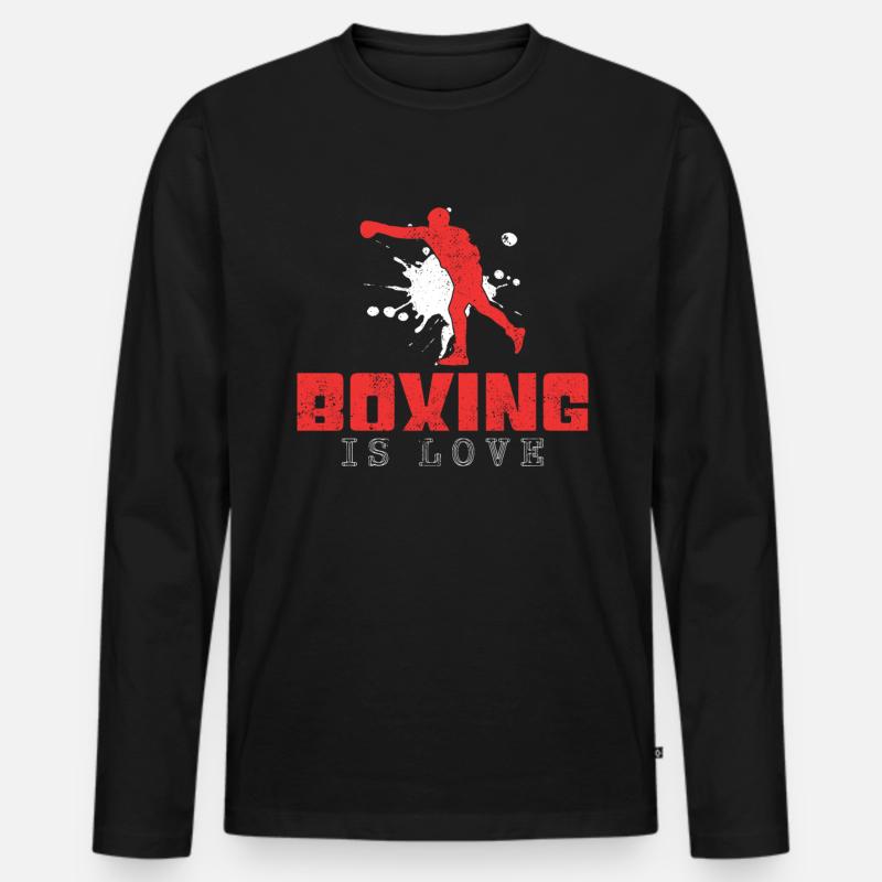 Boxen Spruch - Männer Premium Bio Langarmshirt - Schwarz