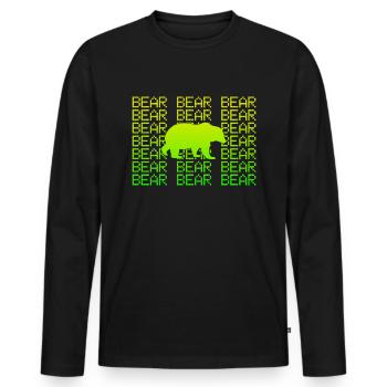 Bär - Männer Premium Bio Langarmshirt - Schwarz - Vorne - Nico (187cm)