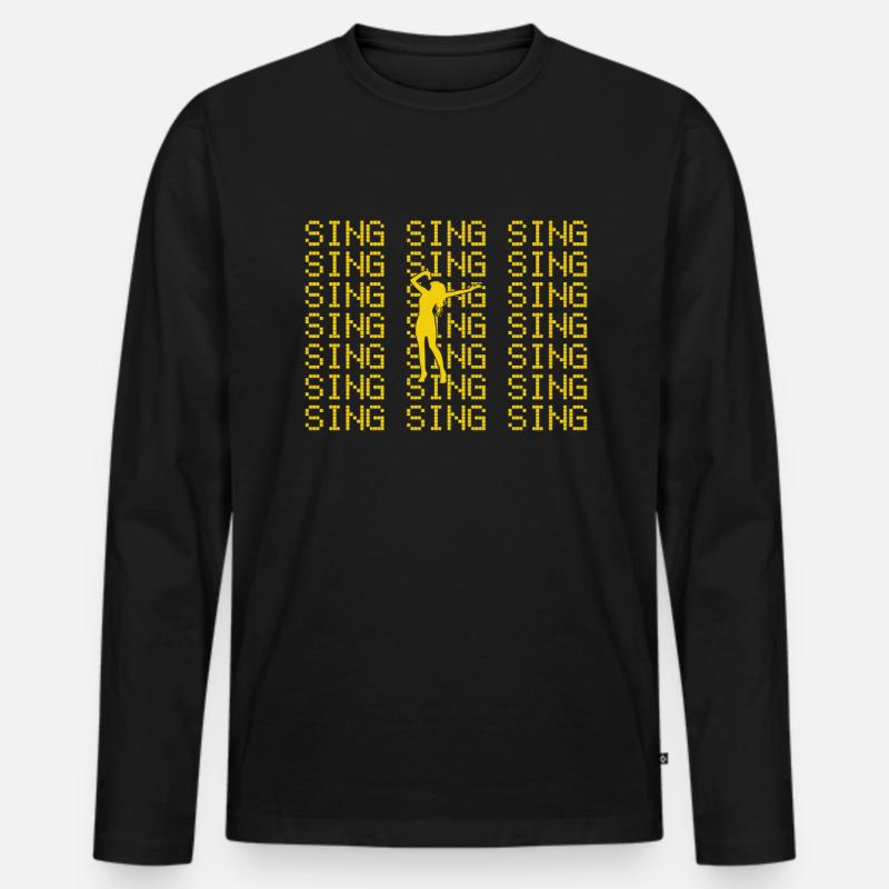 Singen - Männer Premium Bio Langarmshirt - Schwarz