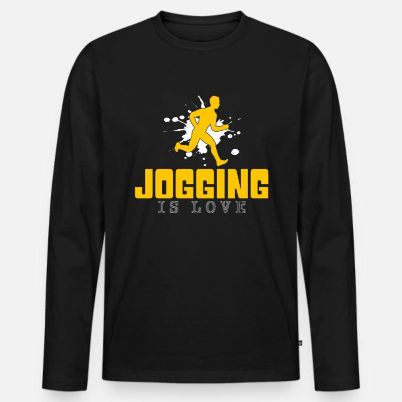 Joggen - Männer Premium Bio Langarmshirt - Schwarz