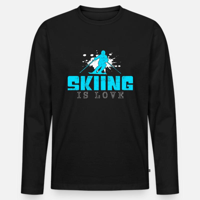 Ski Spruch - Männer Premium Bio Langarmshirt - Schwarz