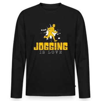 Dicton de jogging - T-shirt manches longues Premium bio Homme - noir - Devant - Nico (187cm)