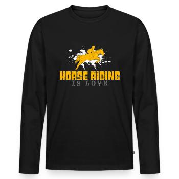 Horse riding saying - Men's Premium Organic Long Sleeve Shirt - black - Front - Nico (187cm)