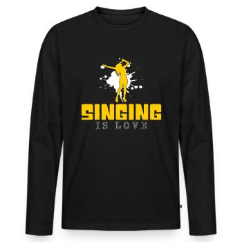 Sing - Men's Premium Organic Long Sleeve Shirt - black - Front - Nico (187cm)