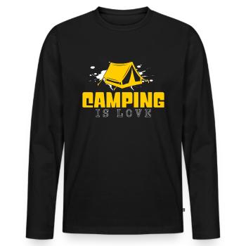 camping - Männer Premium Bio Langarmshirt - Schwarz - Vorne - Nico (187cm)