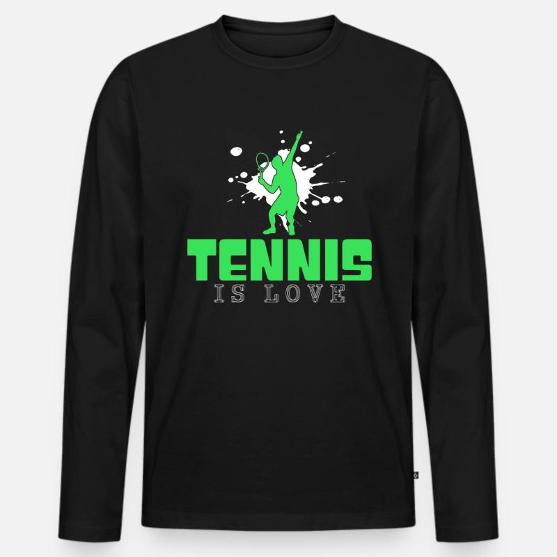 Tennis Spruch - Männer Premium Bio Langarmshirt - Schwarz