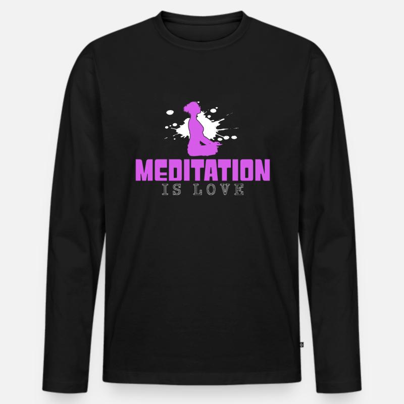 Meditation - Männer Premium Bio Langarmshirt - Schwarz