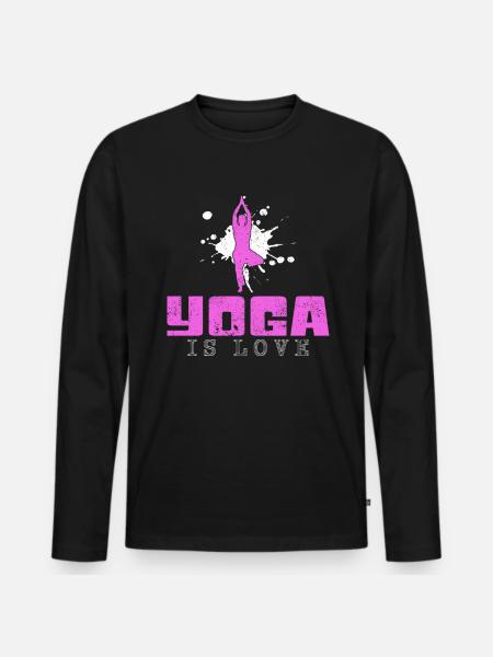 Yoga Saying - Men's Premium Organic Long Sleeve Shirt - black