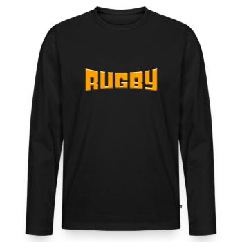 rugby - Männer Premium Bio Langarmshirt - Schwarz - Vorne - Nico (187cm)