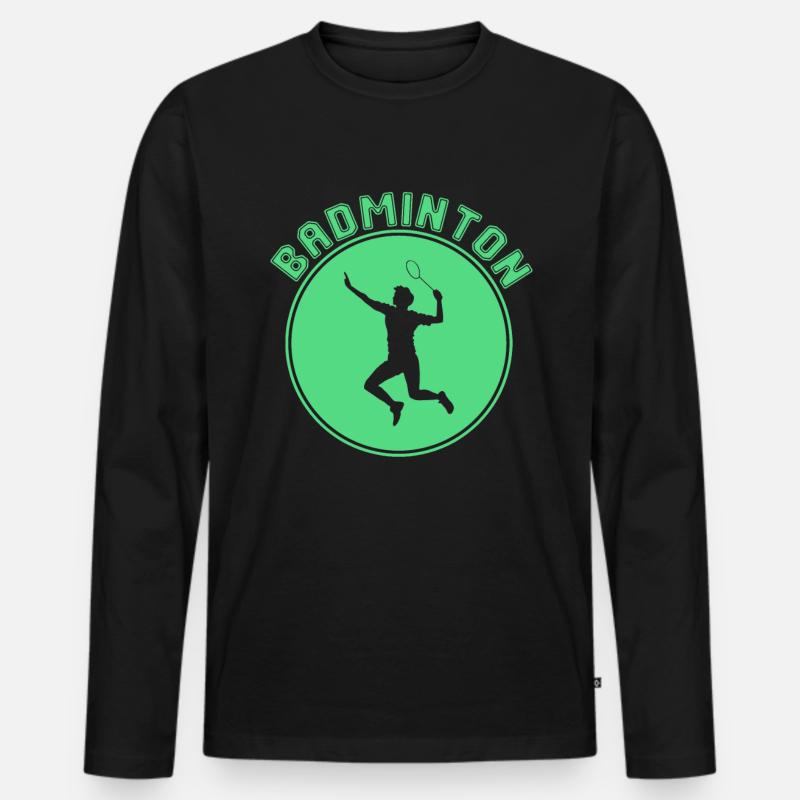 Badminton - Männer Premium Bio Langarmshirt - Schwarz