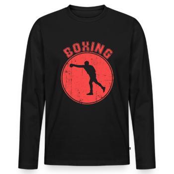 Boxe - T-shirt manches longues Premium bio Homme - noir - Devant - Nico (187cm)