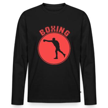 Boxe - T-shirt manches longues Premium bio Homme - noir - Devant - Nico (187cm)