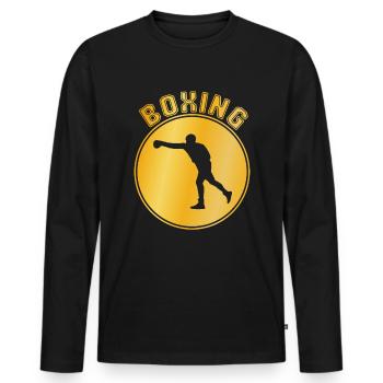 Boxe - T-shirt manches longues Premium bio Homme - noir - Devant - Nico (187cm)
