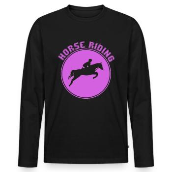 Équitation - T-shirt manches longues Premium bio Homme - noir - Devant - Nico (187cm)