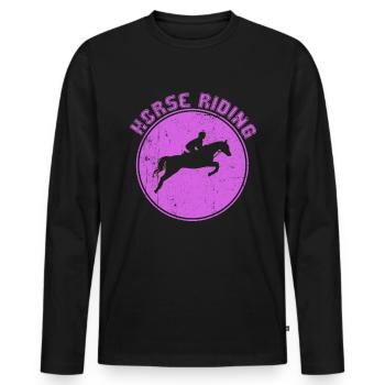 Horse riding - Men's Premium Organic Long Sleeve Shirt - black - Front - Nico (187cm)