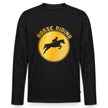 Horse riding - Men's Premium Organic Long Sleeve Shirt - black - Front - Nico (187cm)