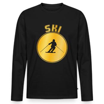 Ski - T-shirt manches longues Premium bio Homme - noir - Devant - Nico (187cm)