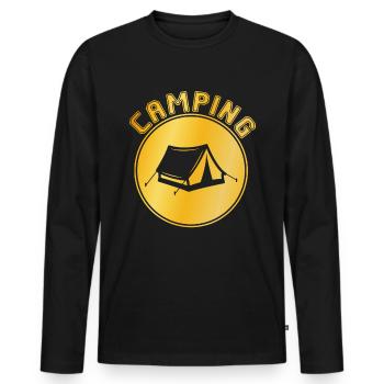 Camping - Männer Premium Bio Langarmshirt - Schwarz - Vorne - Nico (187cm)