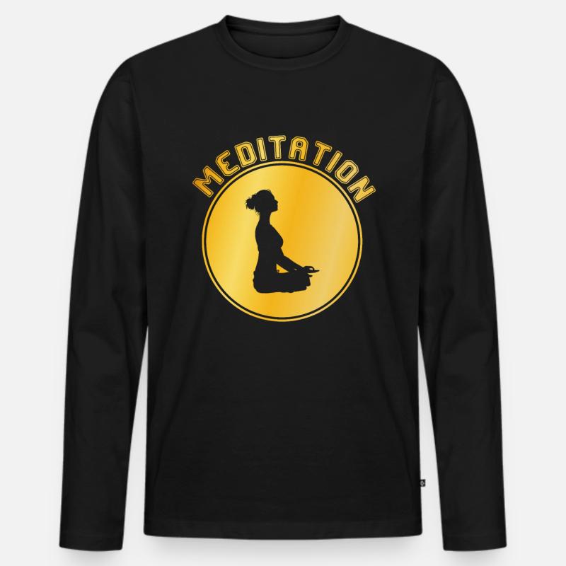 Meditation - Männer Premium Bio Langarmshirt - Schwarz