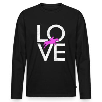 Équitation - T-shirt manches longues Premium bio Homme - noir - Devant - Nico (187cm)