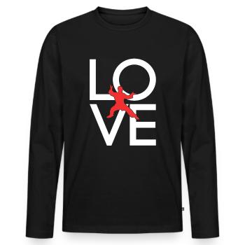 Arts martiaux - T-shirt manches longues Premium bio Homme - noir - Devant - Nico (187cm)
