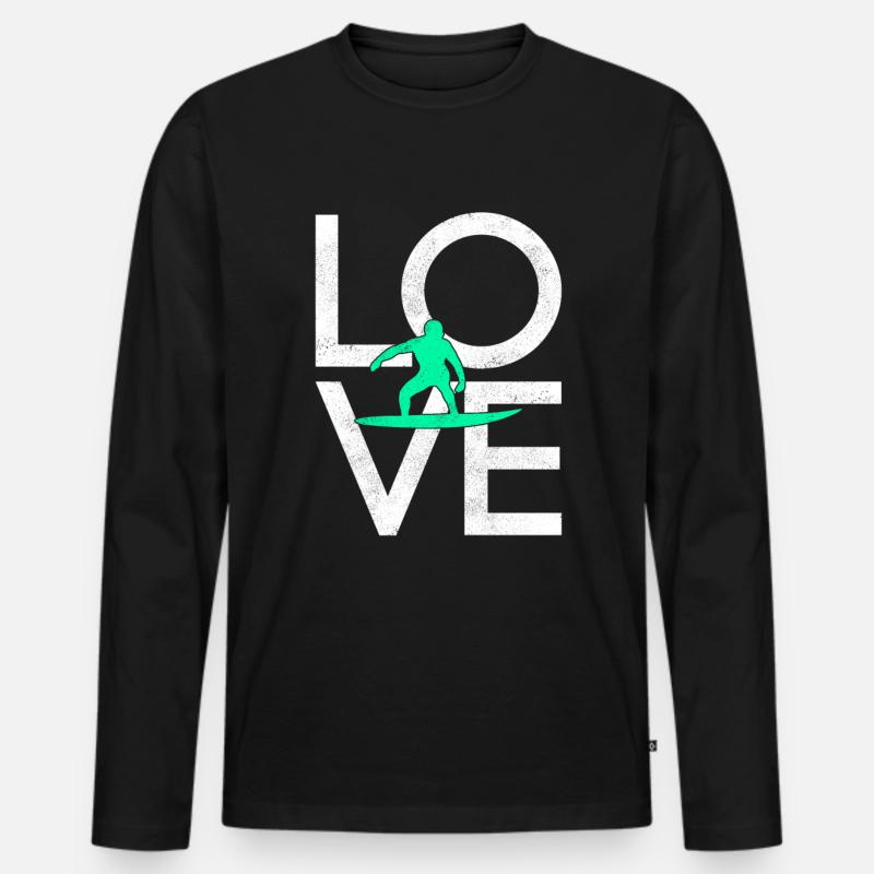 Surfen - Männer Premium Bio Langarmshirt - Schwarz