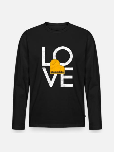 Klavier - Männer Premium Bio Langarmshirt - Schwarz