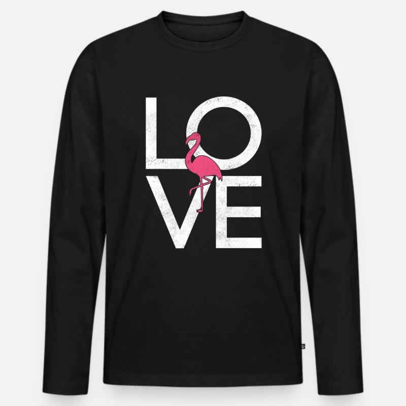 Flamingo - Männer Premium Bio Langarmshirt - Schwarz