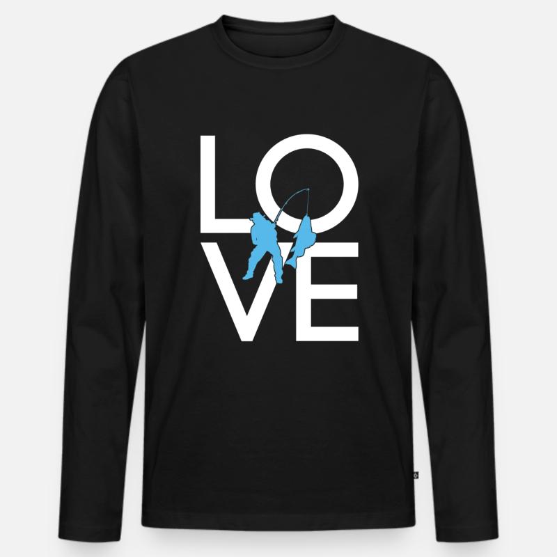 Angeln - Männer Premium Bio Langarmshirt - Schwarz