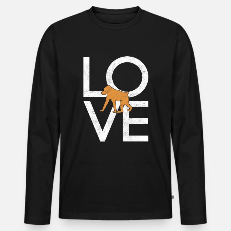 Affe - Männer Premium Bio Langarmshirt - Schwarz