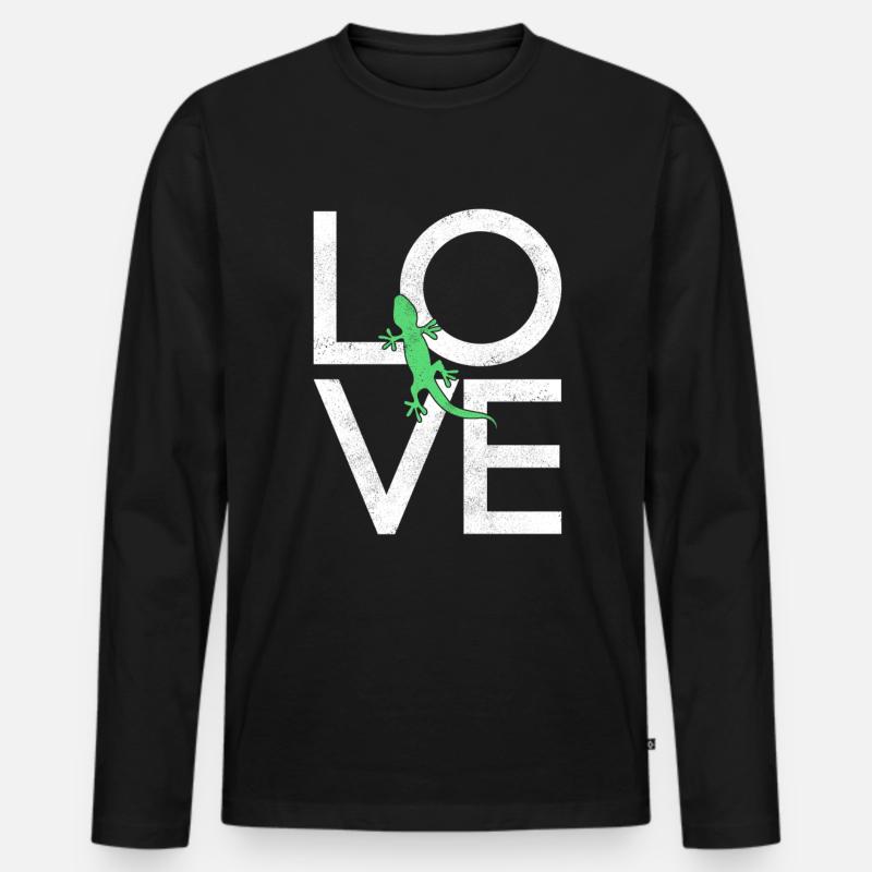 Eidechse - Männer Premium Bio Langarmshirt - Schwarz