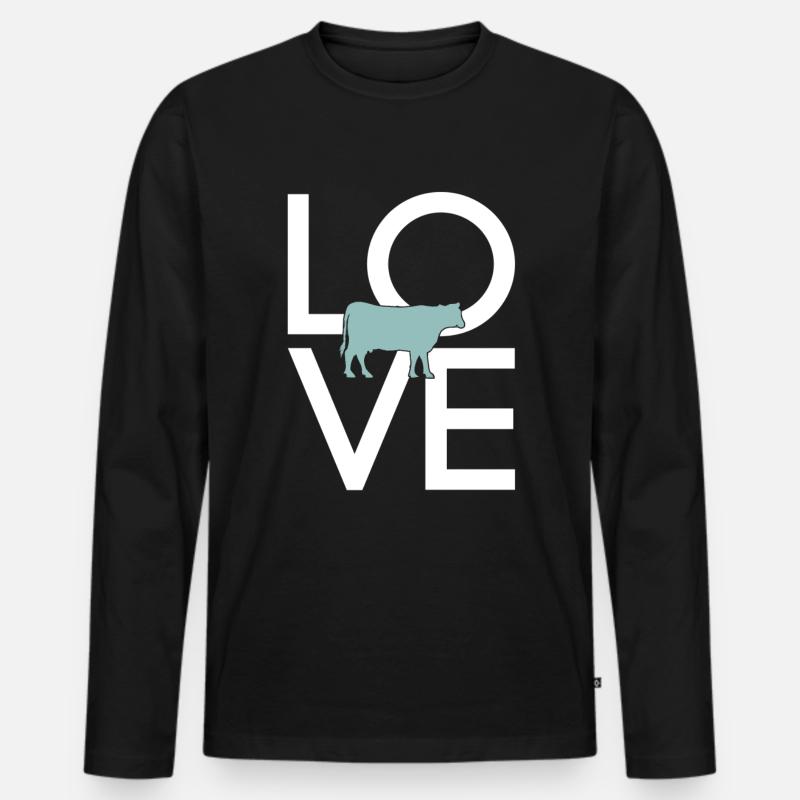 Kuh - Männer Premium Bio Langarmshirt - Schwarz