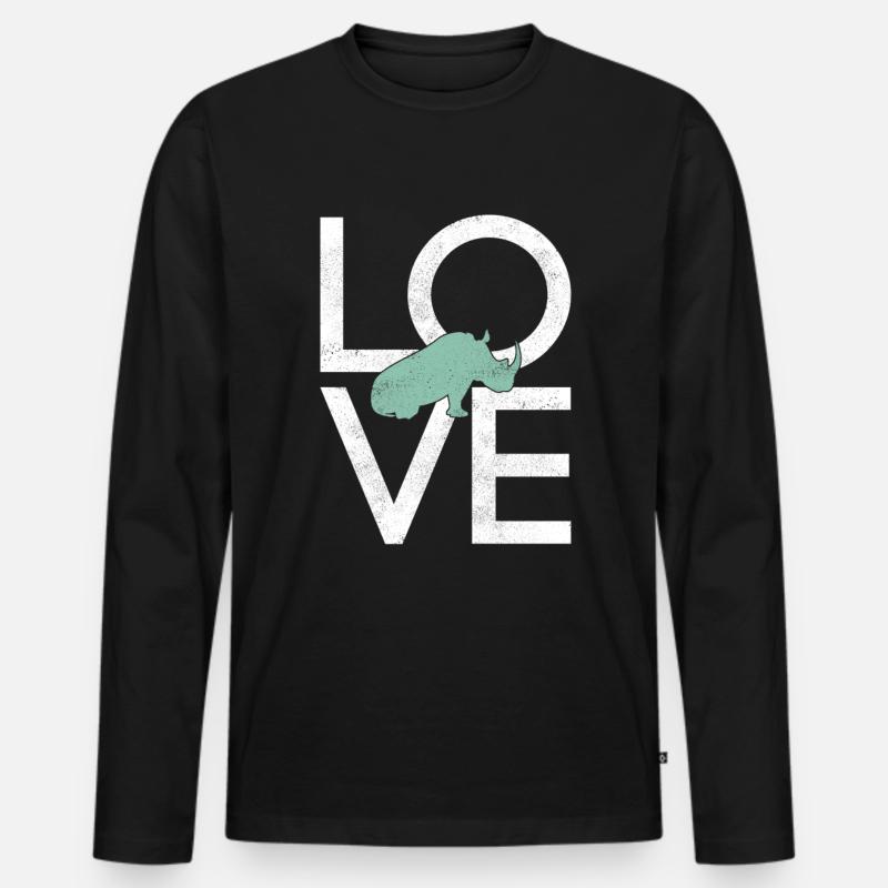 Nashorn - Männer Premium Bio Langarmshirt - Schwarz