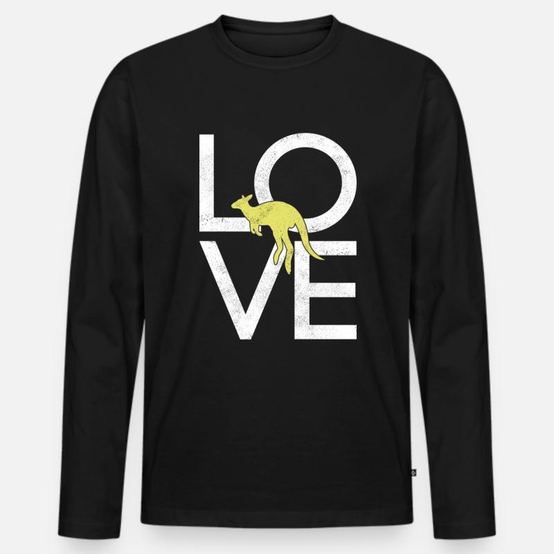 Känguru - Männer Premium Bio Langarmshirt - Schwarz